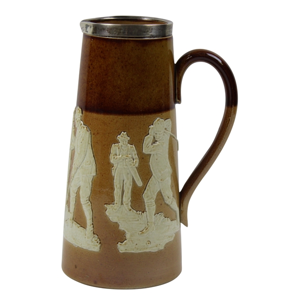 Doulton Lambeth England Golf Stein w/Sterling Rim