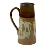 Doulton Lambeth England Golf Stein w/Sterling Rim