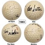 1983 Major Champs Ballesteros, Watson, Sutton & Nelson Multi-Signed Grand Slam Ball JSA ALOA