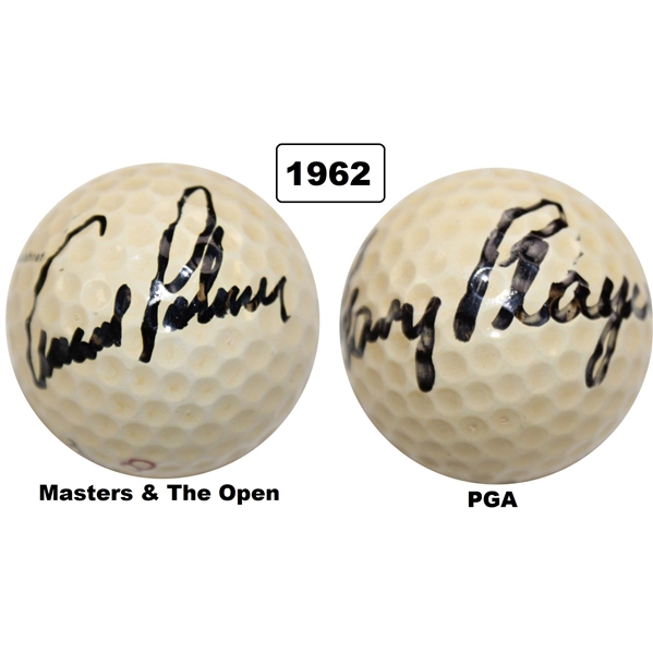 1962 Major Champs Arnold Palmer & Gary Player Multi-Signed Grand Slam Ball JSA ALOA