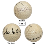 1967 Major Champs Roberto De Vicenzo, Gay Brewer & Don January Multi-Signed Grand Slam Ball JSA ALOA