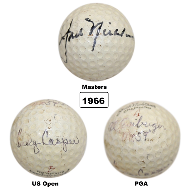 1966 Major Champs Jack Nicklaus, Al Geiberger & Casper Multi-Signed Grand Slam Ball JSA ALOA