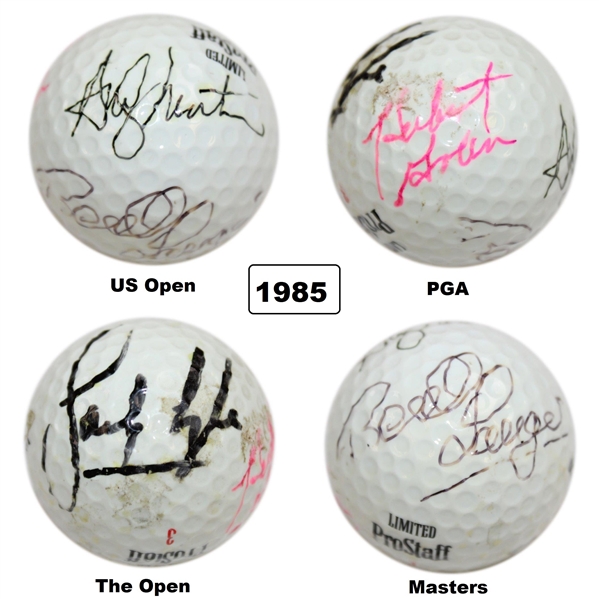1985 Major Champs Langer, Green, North & Lyle Multi-Signed Grand Slam Ball JSA ALOA