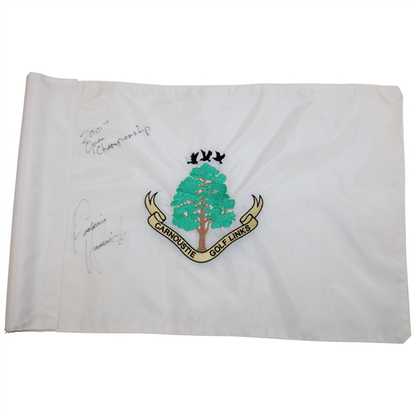 Padraig Harrington Signed Carnoustie Embroidered Course Flag w/07 Champ Inscription JSA ALOA