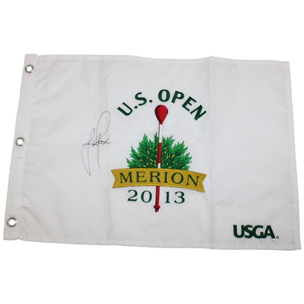 Justin Rose Signed 2013 US Open at Merion Embroidered Flag JSA ALOA