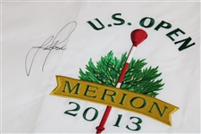 Justin Rose Signed 2013 US Open at Merion Embroidered Flag JSA ALOA
