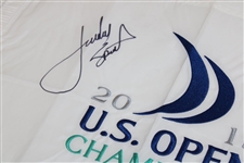 Jordan Spieth Signed 2015 US Open at Chambers Bay Embroidered Flag JSA ALOA