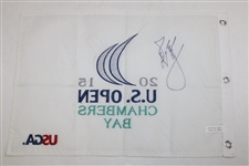 Jordan Spieth Signed 2015 US Open at Chambers Bay Embroidered Flag JSA ALOA
