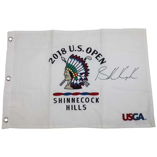 Brooks Koepka Signed 2018 US Open at Shinnecock Hills Embroidered Flag JSA ALOA