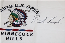 Brooks Koepka Signed 2018 US Open at Shinnecock Hills Embroidered Flag JSA ALOA