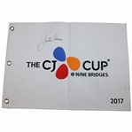 Justin Thomas Signed 2017 CJ Cup Embroidered Flag JSA ALOA