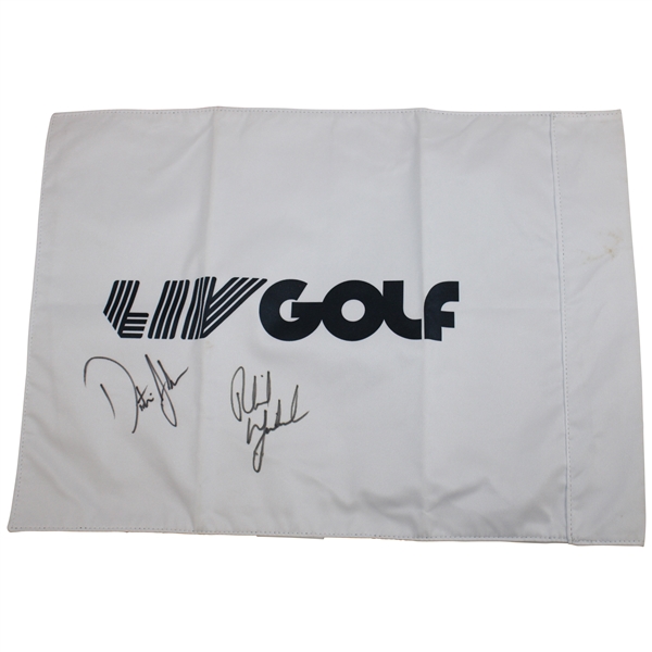 Phil Mickelson & Dustin Johnson Signed LIV Golf Flag JSA ALOA