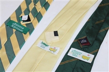 Three (3) Augusta National Golf Club Used Silk Ties - Yellow/Striped/Green