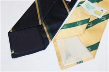 Two (2) Augusta National Golf Club Used Silk Ties - Navy/Striped