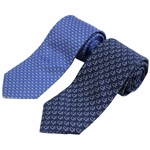 Two (2) Silk Ties - Augusta National Golf Club & The Masters - Lt Blue/Dk Blue