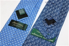 Two (2) Silk Ties - Augusta National Golf Club & The Masters - Lt Blue/Dk Blue