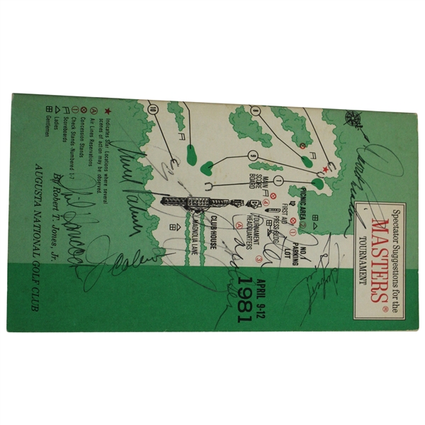 Palmer, Graham, Green & others Signed 1981 Masters Spectator Guide JSA ALOA