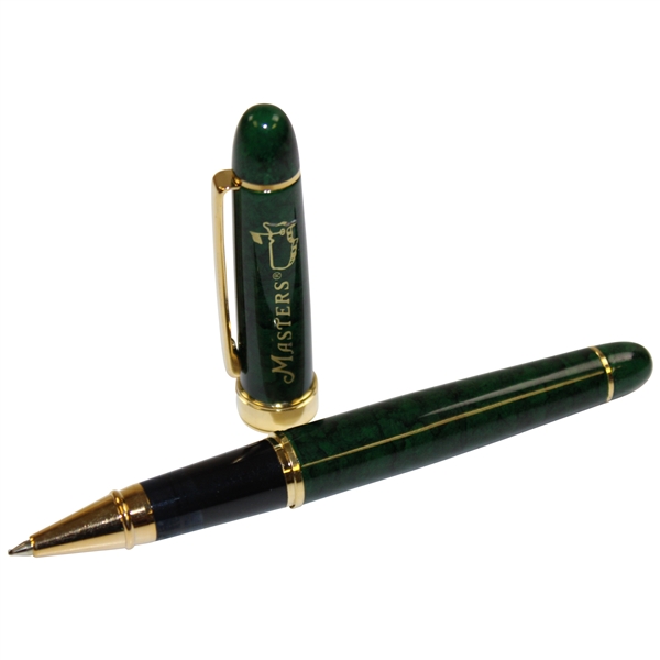 Masters Tournament Logo Emerald & Gold Tone Writing Pen in Original Case