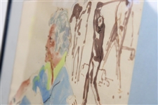 Original Leroy Neiman Watercolor Painting of Jack Nicklaus & Caddy Angelo - Framed