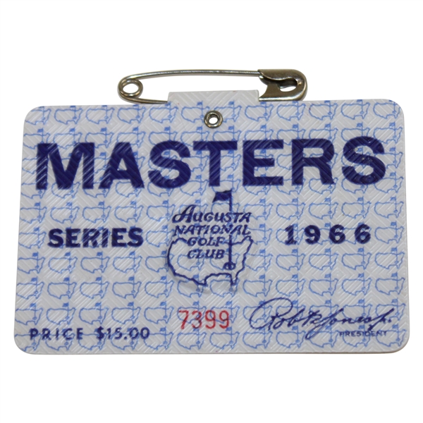 1966 Masters Tournament SERIES Badge #7399 - Jack Nicklaus Winner
