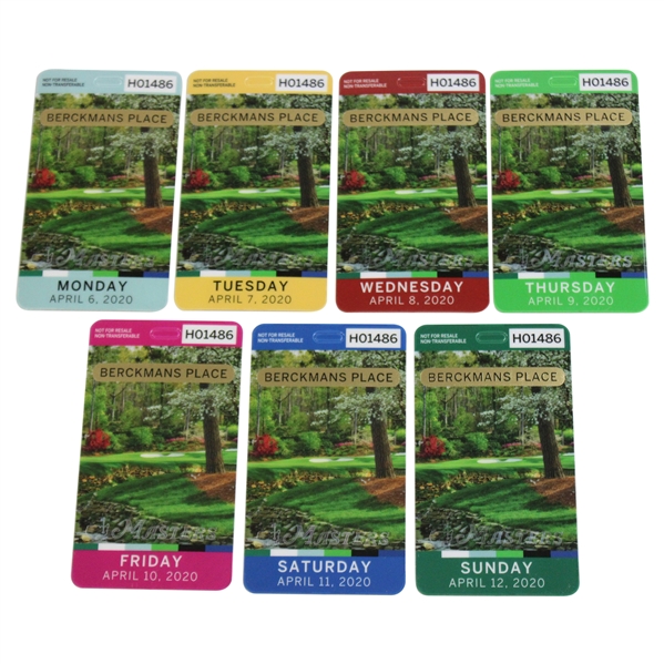Complete 2020 Masters Tournament Monday-Sunday Berckmans Place April Badges - Unused