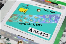 1997, 2001, 2002, 2005 & 2019 Masters Tournament SERIES Badges - All Tiger Woods Masters Wins