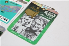 1997, 2001, 2002, 2005 & 2019 Masters Tournament SERIES Badges - All Tiger Woods Masters Wins