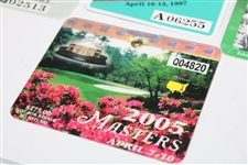 1997, 2001, 2002, 2005 & 2019 Masters Tournament SERIES Badges - All Tiger Woods Masters Wins