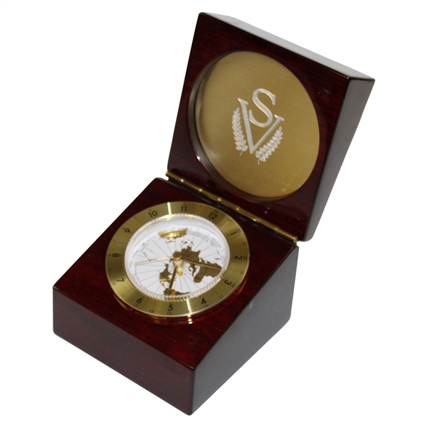 Sage Valley Logo Cherry Wood Opening Clock w/World Time Dial