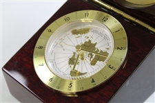 Sage Valley Logo Cherry Wood Opening Clock w/World Time Dial