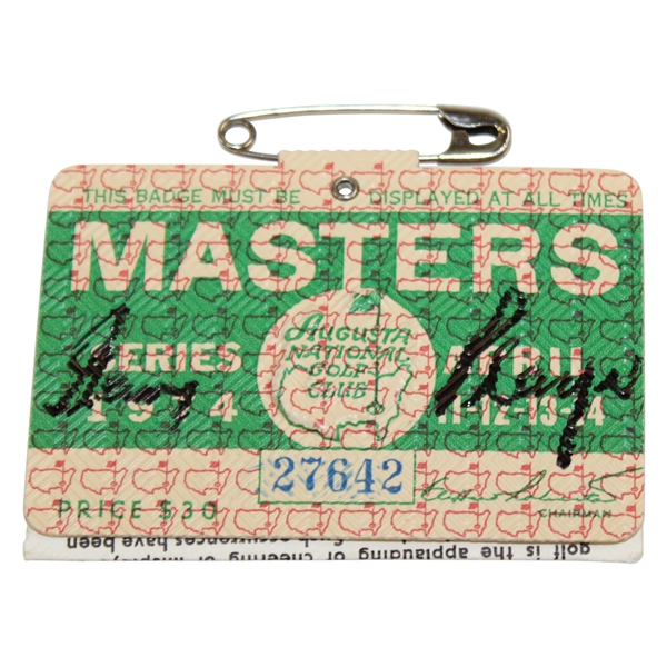 Gary Player Signed 1974 Masters Tournament SERIES Badge #27642 JSA ALOA