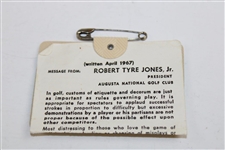 Gary Player Signed 1974 Masters Tournament SERIES Badge #27642 JSA ALOA