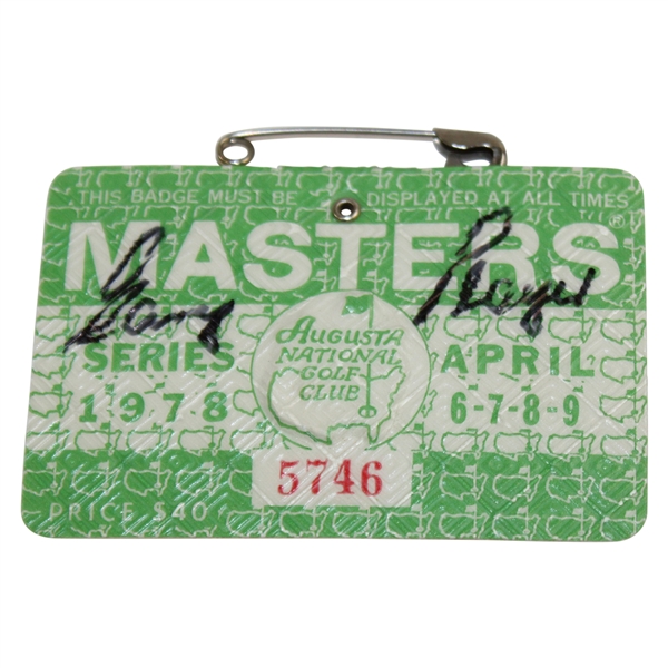 Gary Player Signed 1978 Masters Tournament SERIES Badge #5746 JSA ALOA