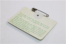 Gary Player Signed 1978 Masters Tournament SERIES Badge #5746 JSA ALOA