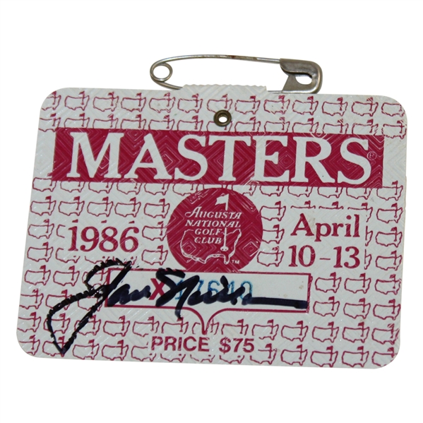 Jack Nicklaus Signed 1986 Masters Tournament SERIES Badge #X17640 JSA ALOA
