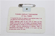 Jack Nicklaus Signed 1986 Masters Tournament SERIES Badge #X17640 JSA ALOA