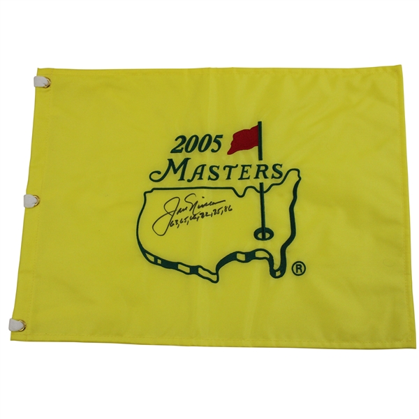 Jack Nicklaus Center Signed 2005 Masters Flag w/Years Won Notation JSA ALOA