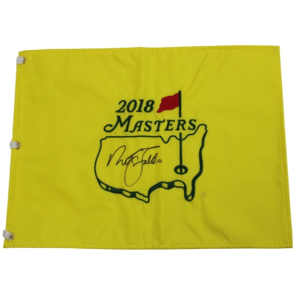 Nick Faldo Signed 2018 Masters Tournament Embroidered Flag JSA ALOA