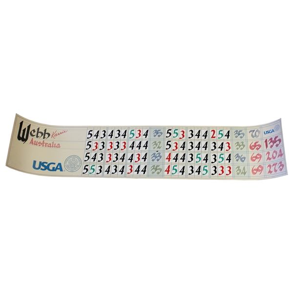 Champion Karrie Webbs 2001 Womens US Open at Pine Needles Official Scoreboard Sheet