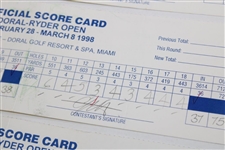 Price, Calc, Leonard, Montgomerie & others Signed Official Used 1998 Doral-Ryder Open Scorecards