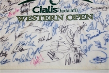 Tiger Woods & Field Signed Western Open Embroidered Flag JSA ALOA