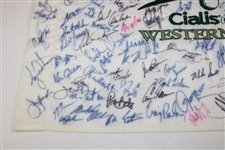 Tiger Woods & Field Signed Western Open Embroidered Flag JSA ALOA