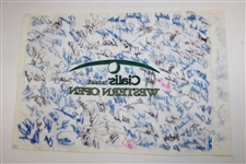 Tiger Woods & Field Signed Western Open Embroidered Flag JSA ALOA