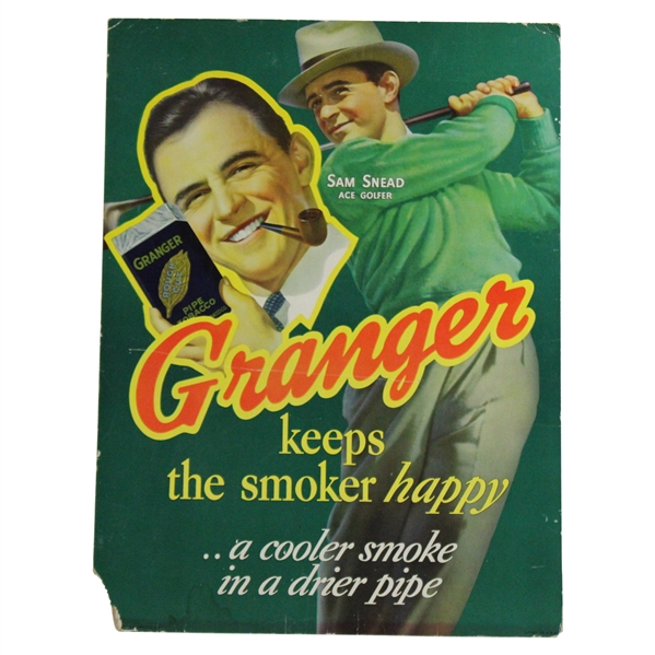 c. 1940s Sam Snead Granger Tobacco Advertising Sizable Broadside Display