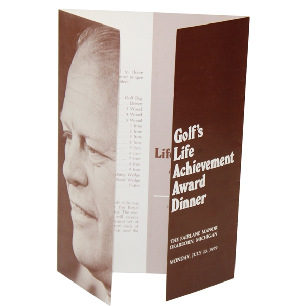 1979 Gerald Ford Golfs Life Achievement Award Dinner Menu