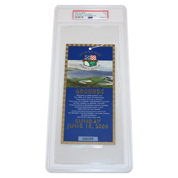 2000 US Open at Pebble Beach Sunday Grounds Ticket #G08305 PSA EX 5 #74769779