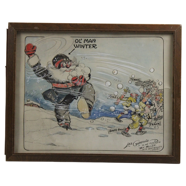 1923 Original "Ol Man Winter" Pen and Ink Watercolor by Lee Gibbons