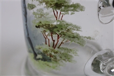 Vintage Hand-Painted Golfer Scene Lidded Glass Stein