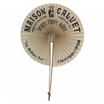 c.1920's French Fold Open Double Sided Advertising Fan w/Woman Golfer & Caddy - Les Meilleurs Prix