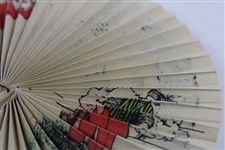 c.1920's French Fold Open Double Sided Advertising Fan w/Woman Golfer & Caddy - Les Meilleurs Prix